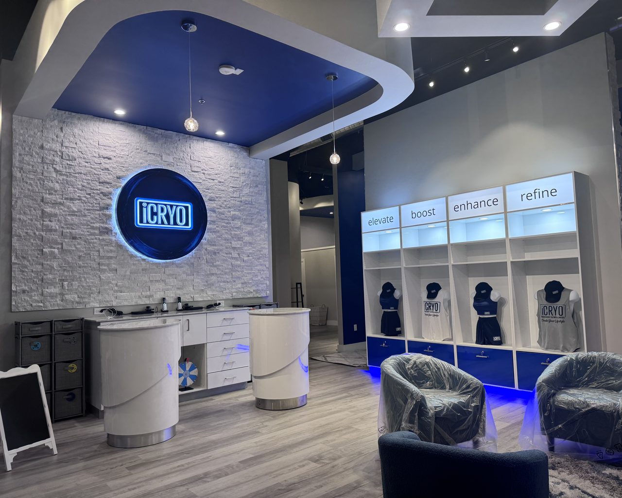 iCRYO wellness studio — completed reception and treatment lounge in Middletown, NY